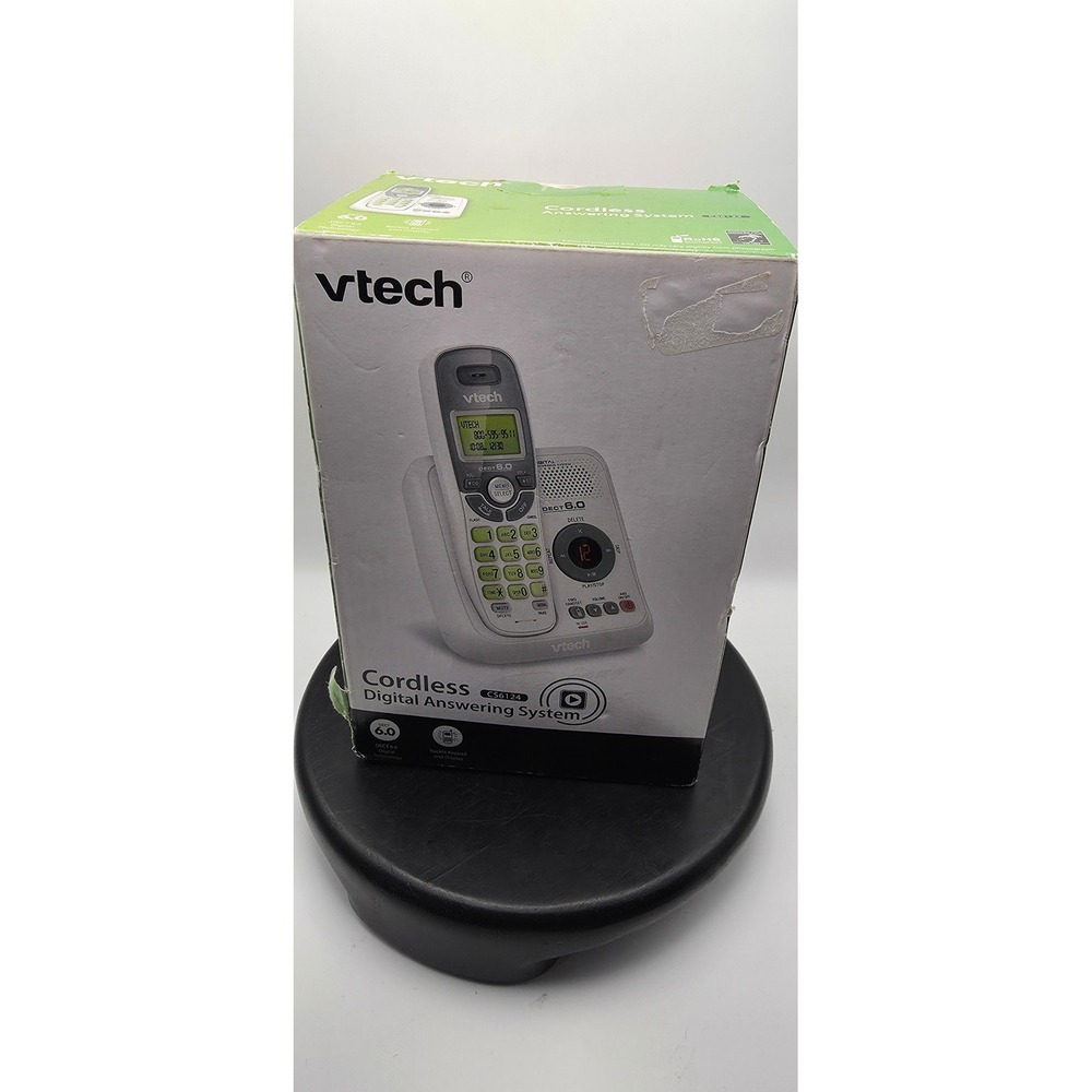 VTech CS6124 DECT 6.0 Cordless Phone Digital Answering System Silver White